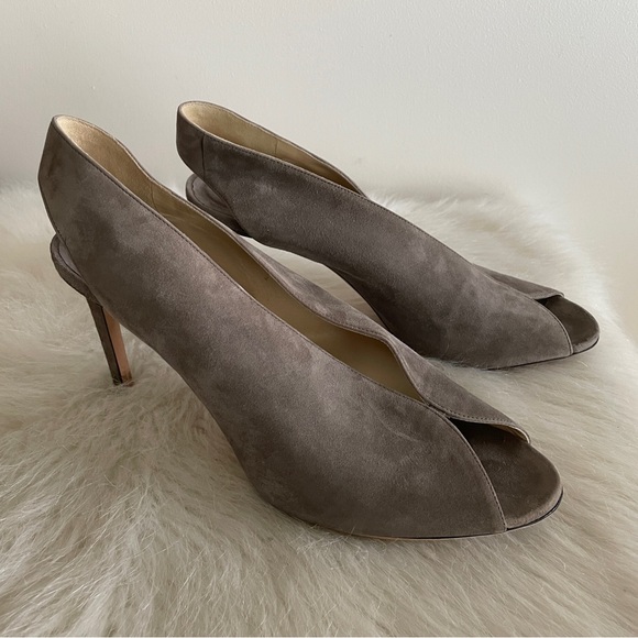 Jimmy Choo Elegant Taupe Peep-Toe Heels shar 85 pumps